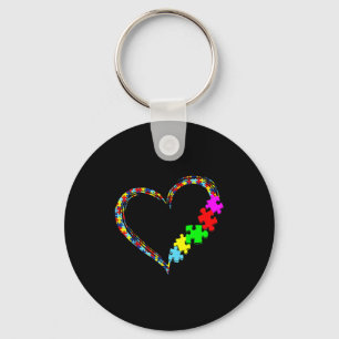 Autism Awareness Love Heart Puzzle Piece Gift Men Key Ring