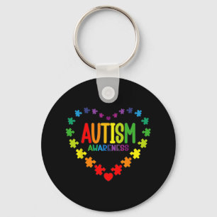 Autism Awareness Love Heart Puzzle Piece Gift Men Key Ring