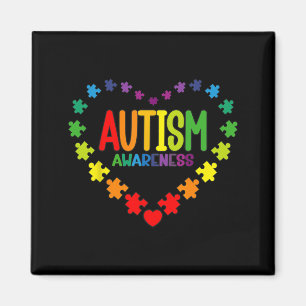 Autism Awareness Love Heart Puzzle Piece Gift Men Magnet