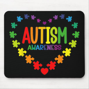 Autism Awareness Love Heart Puzzle Piece Gift Men  Mouse Pad