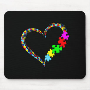 Autism Awareness Love Heart Puzzle Piece Gift Men Mouse Pad
