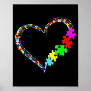 Autism Awareness Love Heart Puzzle Piece Gift Men Poster