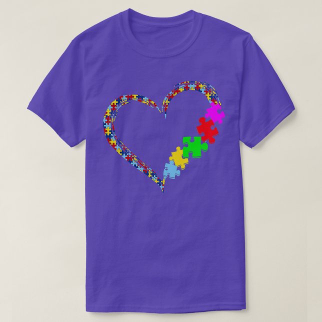 Autism Awareness Love Heart Puzzle Piece Gift T-Shirt (Design Front)