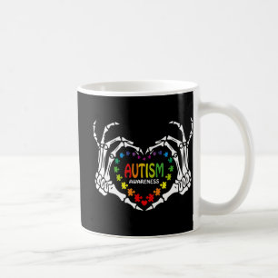 Autism Awareness Love Heart Puzzle Piece Skull Coffee Mug