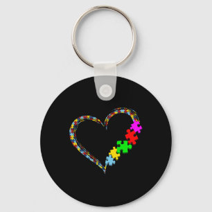 Autism Awareness Love Heart Puzzle Piece Valentine Key Ring