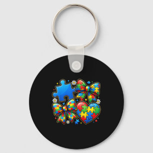 Autism awareness love hearts puzzle piece men wome key ring