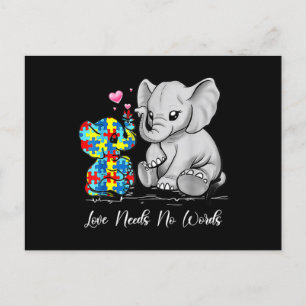 Autism Awareness Love Needs No Words Elephant Supp Postcard