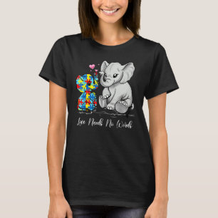 Autism Awareness Love Needs No Words Elephant Supp T-Shirt