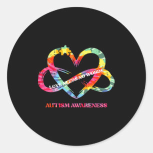 Autism Awareness Love Needs No Words Heart Women M Classic Round Sticker
