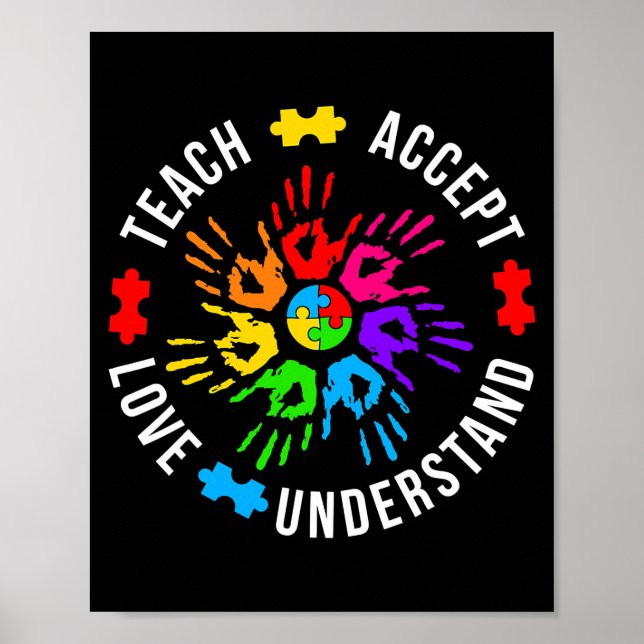 Autism Awareness MAMA Autistic Love Accept Poster (Front)