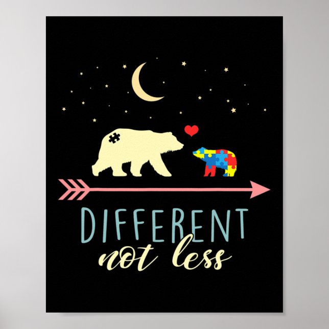 Autism Awareness - Mama Bear Different Not Less  Poster (Front)