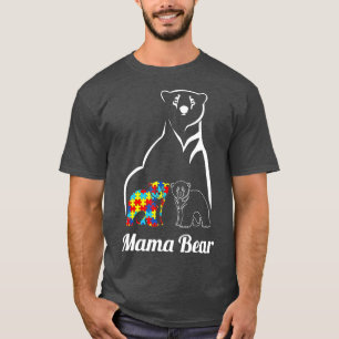 Autism Awareness Mama Bear Mum Autistic Child  T-Shirt
