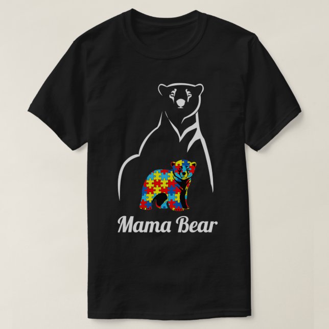 Autism Awareness Mama Bear Mum T-Shirt (Design Front)