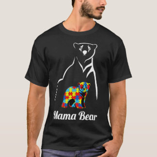 Autism Awareness Mama Bear Mum T-Shirt