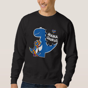 Autism Awareness Mama Saurus Dinosaur Puzzle Match Sweatshirt