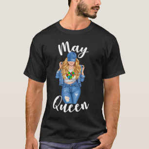 Autism Awareness May Queen Blonde Autism Mom Women T-Shirt