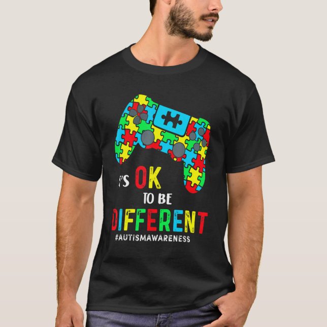 Autism Awareness Men Kids Boys Autism Video Game M T-Shirt (Front)