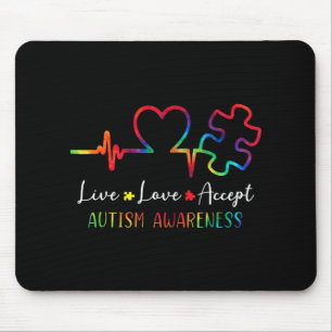 Autism Awareness Men Women Kids Live Love Accept T Mouse Pad