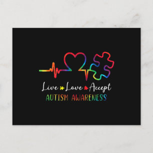 Autism Awareness Men Women Kids Live Love Accept T Postcard