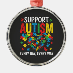 Autism awareness metal ornament
