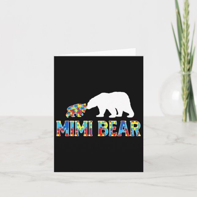 Autism Awareness Mimi Bear Puzzle Support Autistic Card (Front)