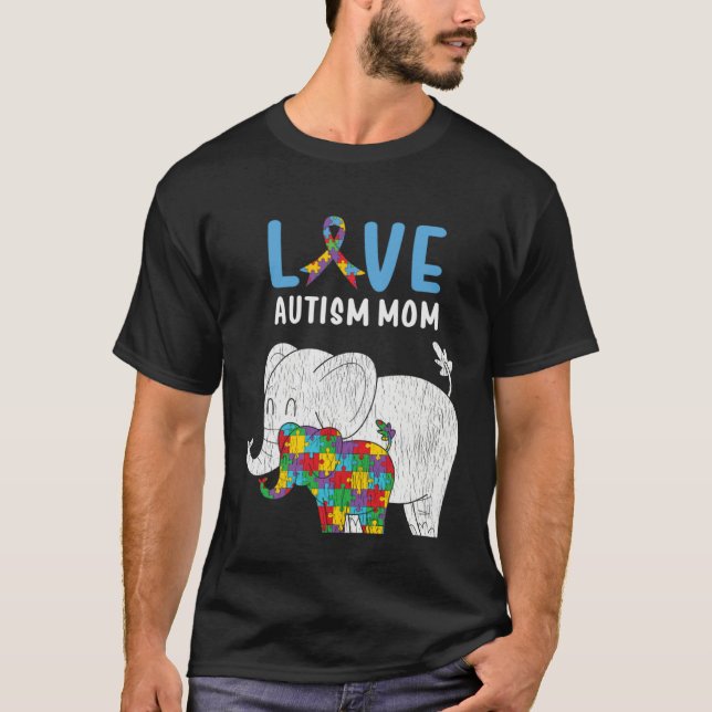 Autism Awareness Mom Love Autistic Son Daughter Mo T-Shirt (Front)