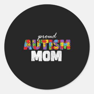 Autism Awareness Mom Proud Autistic Son Daughter M Classic Round Sticker