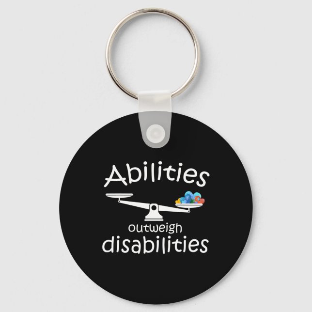 Autism Awareness Month Abilities Outweigh Disabili Key Ring (Front)