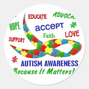 AUTISM AWARENESS MONTH APRIL CLASSIC ROUND STICKER