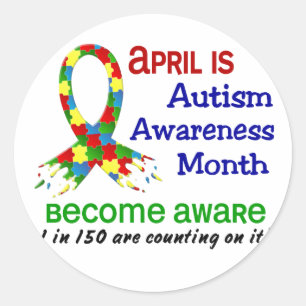 AUTISM AWARENESS MONTH APRIL CLASSIC ROUND STICKER