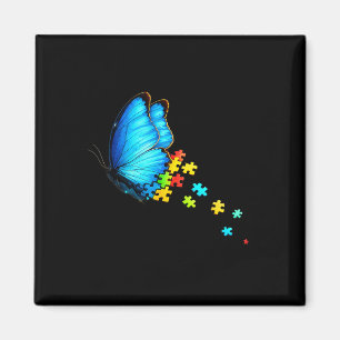 Autism Awareness Month Blue Butterfly Puzzle Menta Magnet