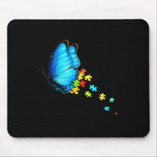 Autism Awareness Month Blue Butterfly Puzzle Menta Mouse Pad