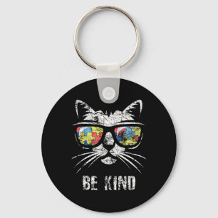 Autism Awareness Month Cat Autism Mum Dad Vintage  Key Ring