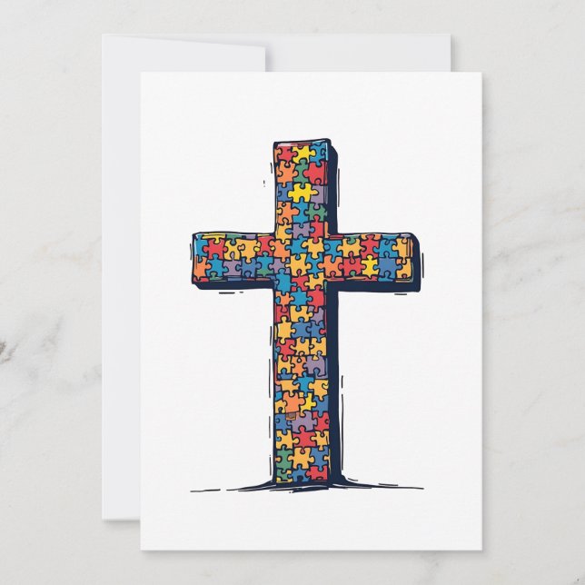 Autism Awareness Month Christ Religion Jesus  Holiday Card (Front)