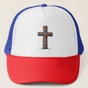 Autism Awareness Month Christ Religion Jesus Trucker Hat