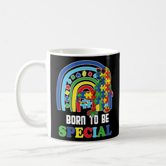 Autism Awareness Month Dinosaur Born Special Toddl Coffee Mug (Left)