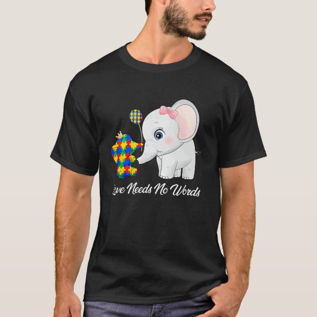Autism Awareness Month Mama Papa Elephant Love Nee T-Shirt (Front)