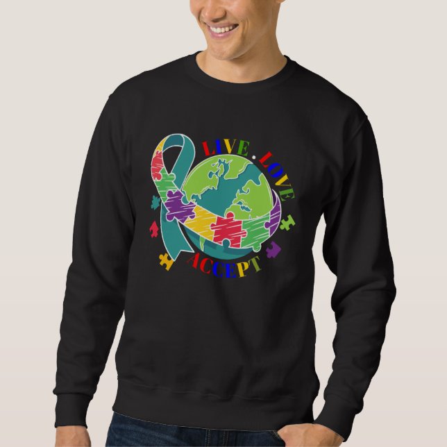 Autism Awareness Month Mom Dad Brother Sister Gran Sweatshirt (Front)