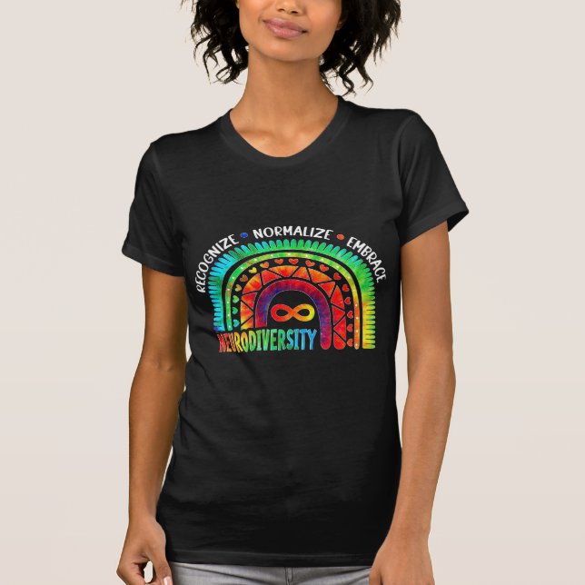 Autism Awareness Month Neurodiversity Rainbow Tie  T-Shirt (Front)