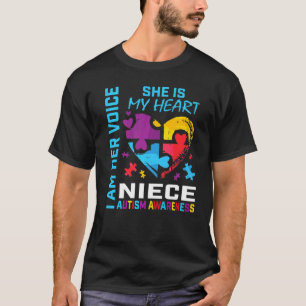 Autism Awareness Month Niece Puzzle Piece Heart Au T-Shirt