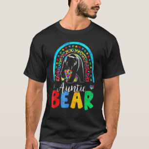 Autism Awareness Month Rainbow Auntie Bear Support T-Shirt