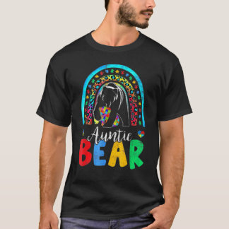 Autism Awareness Month Rainbow Auntie Bear Support T-Shirt