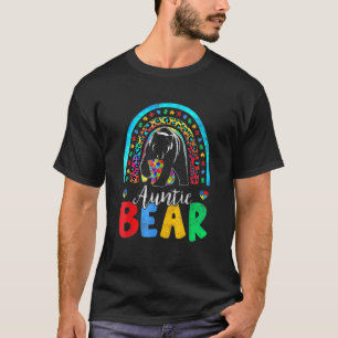 Autism Awareness Month Rainbow Auntie Bear Support T-Shirt