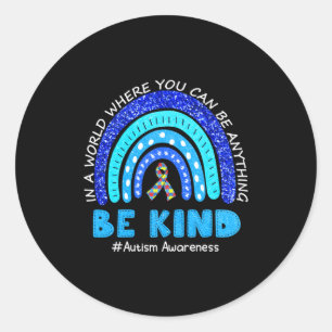 Autism Awareness Month Support Be Kind Puzzle Piec Classic Round Sticker