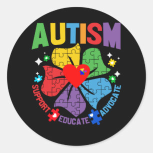 Autism Awareness Month Support Educate Advocate Classic Round Sticker