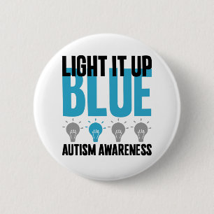 Autism Awareness Month Support Light It Up Blue 6 Cm Round Badge