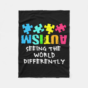 Autism Awareness Month Support Seeing The World Di Fleece Blanket