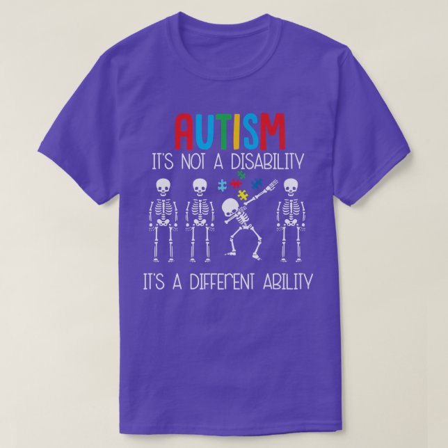 Autism Awareness Month Tee Puzzle  Skeleton Dabbin (Design Front)
