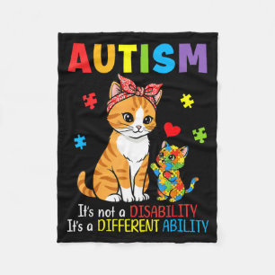 Autism Awareness Mother Cat Different Ability Puzz Fleece Blanket
