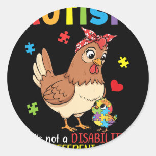 Autism Awareness Mother Chicken Different Ability Classic Round Sticker